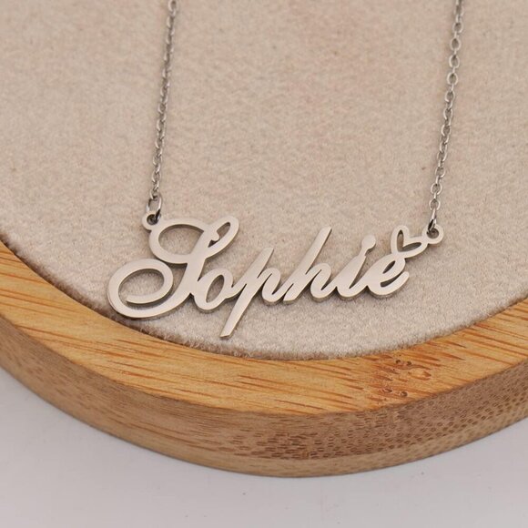 Custom Name Necklaces Personalized Necklace with Name 18k Gold Plated Heart Stai - Picture 3 of 5